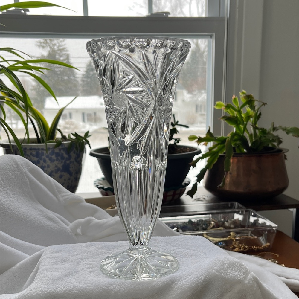 Intricate Clear Glass Vase